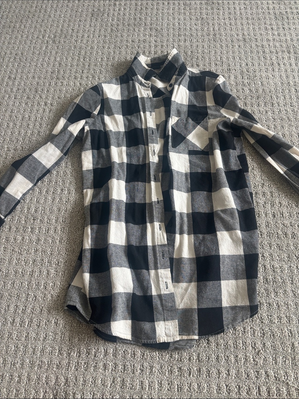 Men's Black and White Check Button-Down Shirt